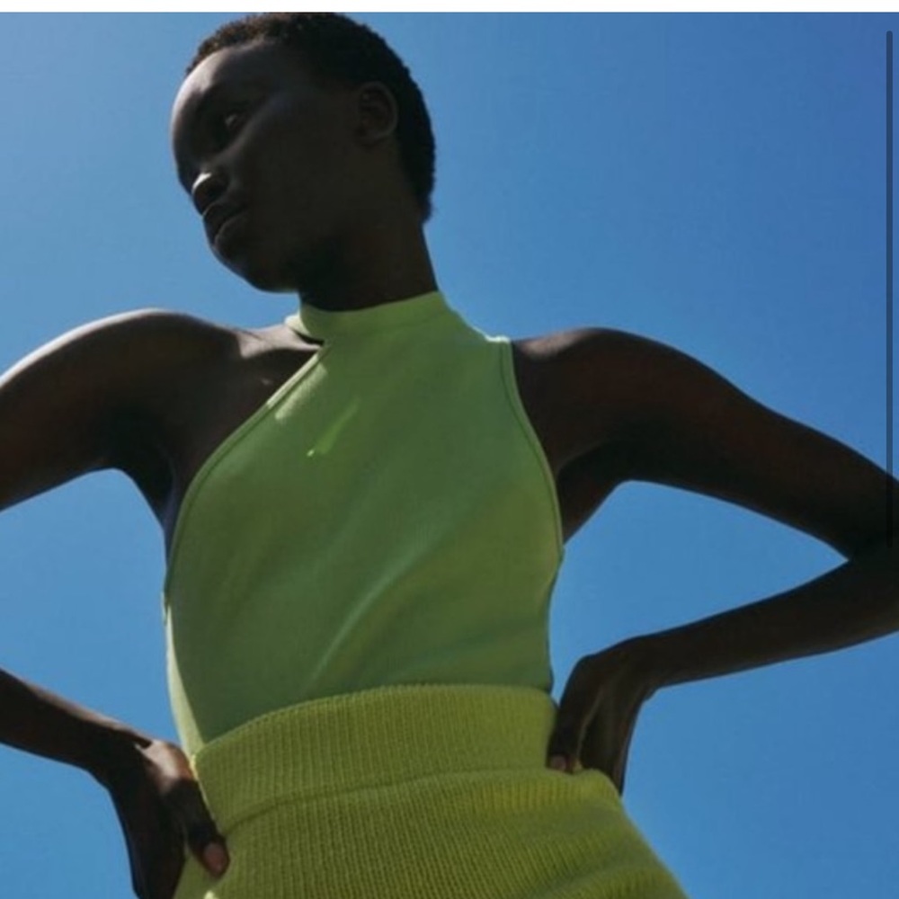 Zara green asymmetric crop top